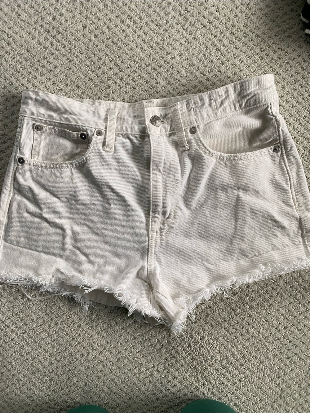 Madewell Relaxed White Denim Cutoff Shorts, 27
